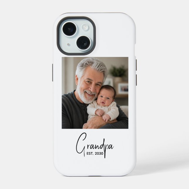 Grandpa Established Script Photo  iPhone 15 Case (Back)