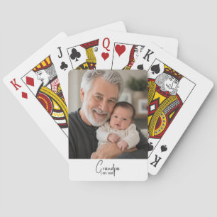 Grandpa Established Script Photo Playing Cards