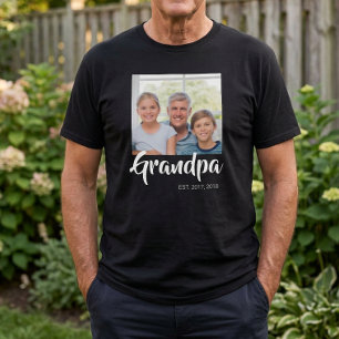 Grandpa Established Script Photo T-Shirt