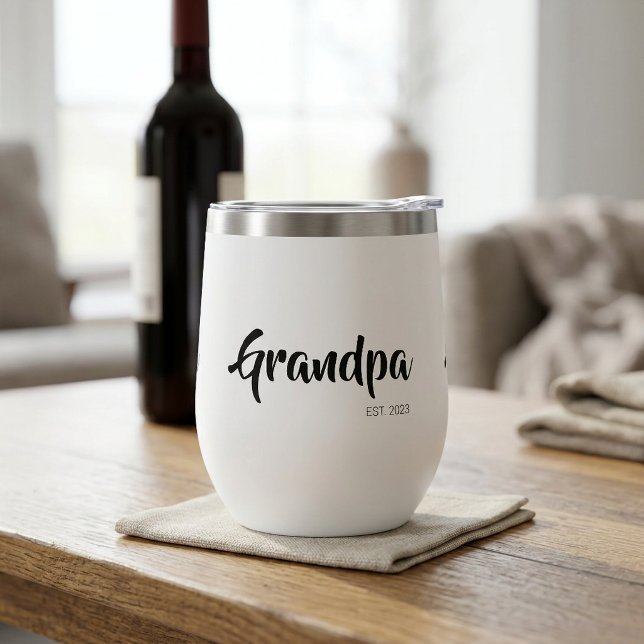 Grandpa Established Simple Gift for Grandfather (Grandpa Established Simple Gift for Grandfather Thermal Wine Tumbler)