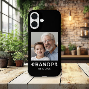 Grandpa Established Typography Photo Black iPhone 16 Case