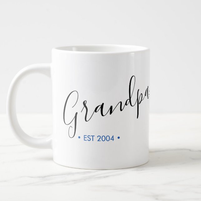Grandpa Established Year Personalised Large Coffee Mug (Left)