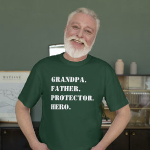 Grandpa Father Protector Hero Text Father's Day T-Shirt