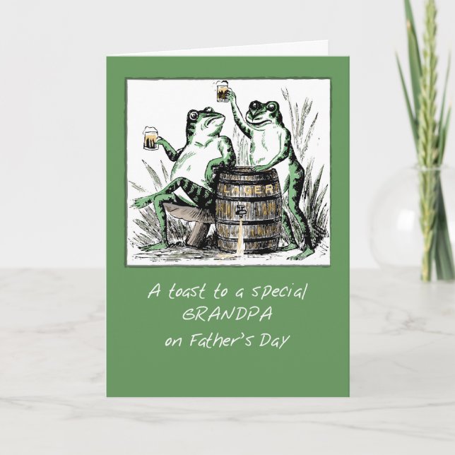 Grandpa Father's Day Frogs Toasting with Beer Card (Front)