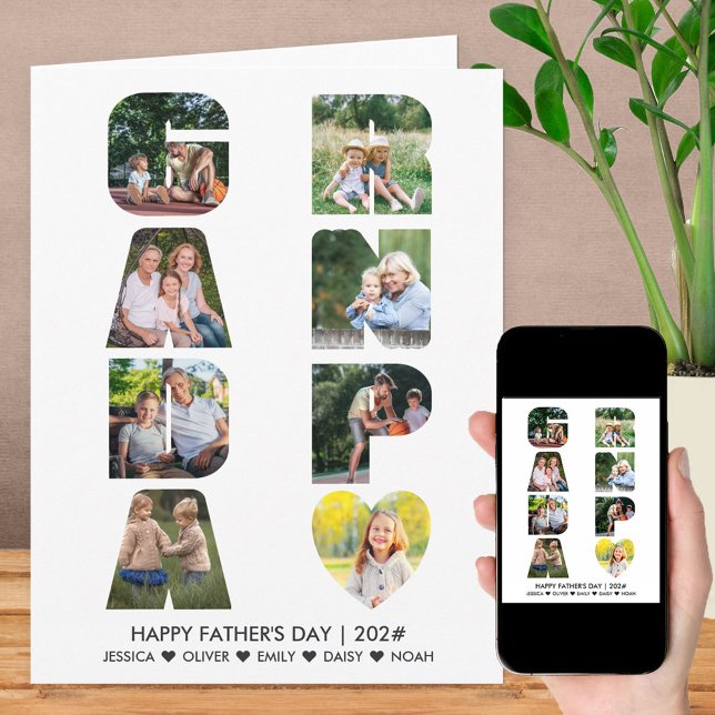 GRANDPA Father's Day Letter Cutout Photo Collage Card (Creator Uploaded)