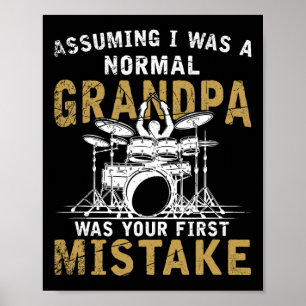 Grandpa Fathers Day Music Gift Drums  Poster