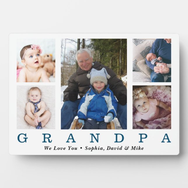 Grandpa Fathers Day Photo Collage Custom  Plaque (Front)