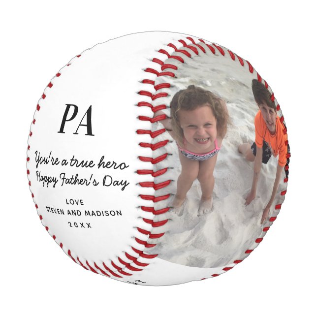 Grandpa Fathers Day Photo Keepsake Personalised Baseball (Angled)