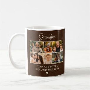 Grandpa Faux Leather Father's Day 6 Family Photo  Coffee Mug