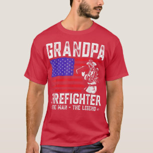 Grandpa Firefighter The Man The Legend American Fl T-Shirt
