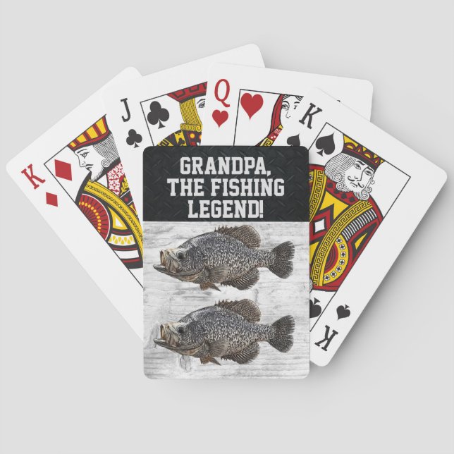 Grandpa Fishing Legend Crappie Funny Playing Cards (Back)
