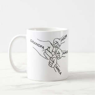Grandpa Fist Bump Mug, Grandpa Mug With Names, Gra