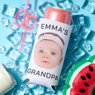 Grandpa Gift, Custom Baby Face, Photo Gift Seltzer Can Cooler