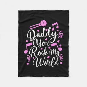 Grandpa Gift Daddy You Rock My World Fleece Blanket