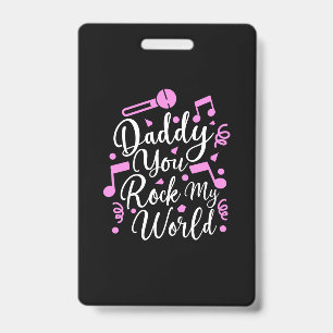 Grandpa Gift Daddy You Rock My World ID Badge