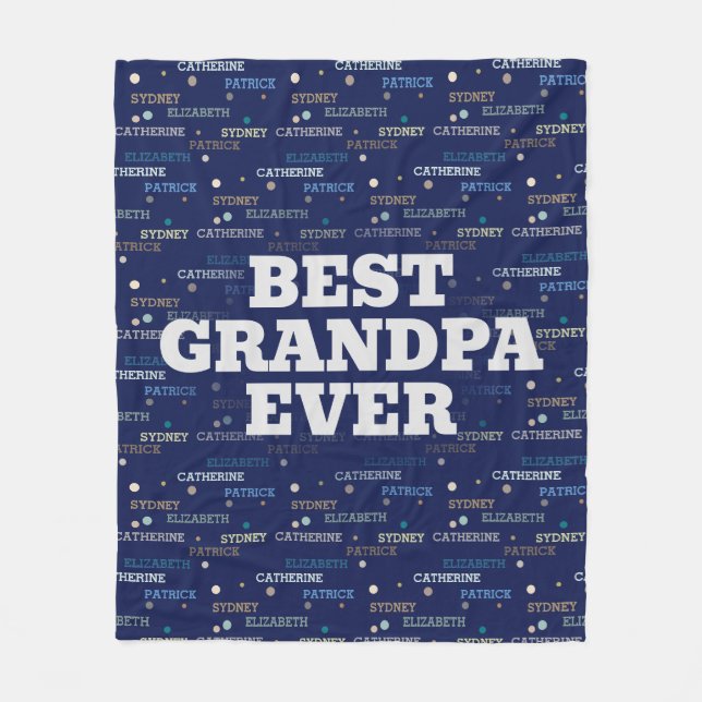 Grandpa Gift Grandchildren 3-4 Names Fleece Blanket (Front)