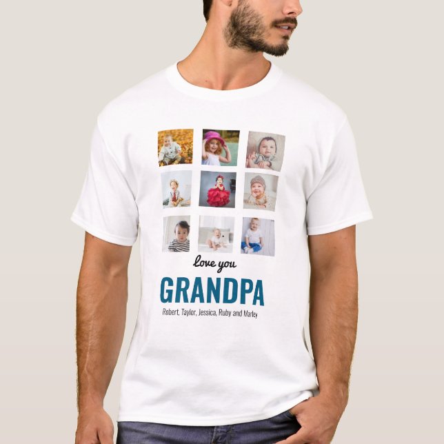 Grandpa Gift | Love You Papa Photo T-Shirt (Front)