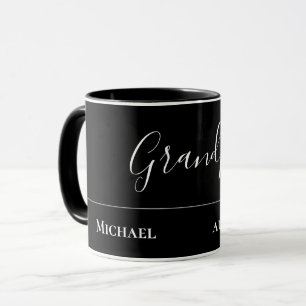 Grandpa Gift- Modern Jet Black Personalised Mug