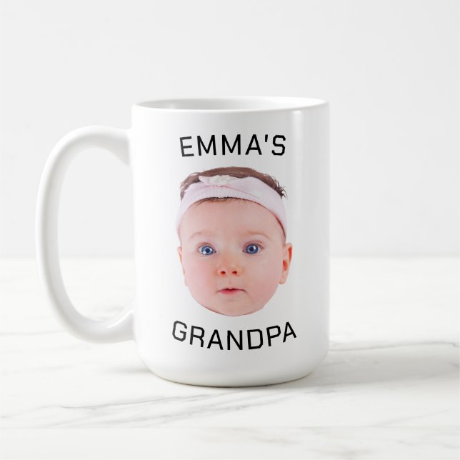 Grandpa Gift Mug, Custom Baby Face, Photo Gift Coffee Mug (Left)