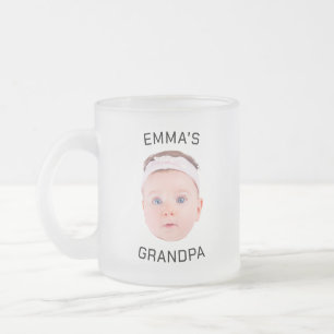 Grandpa Gift Mug, Custom Baby Face, Photo Gift Frosted Glass Coffee Mug