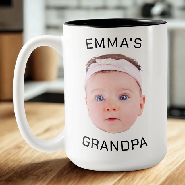 Grandpa Gift Mug, Custom Baby Face, Photo Gift Two-Tone Coffee Mug (Creator Uploaded)