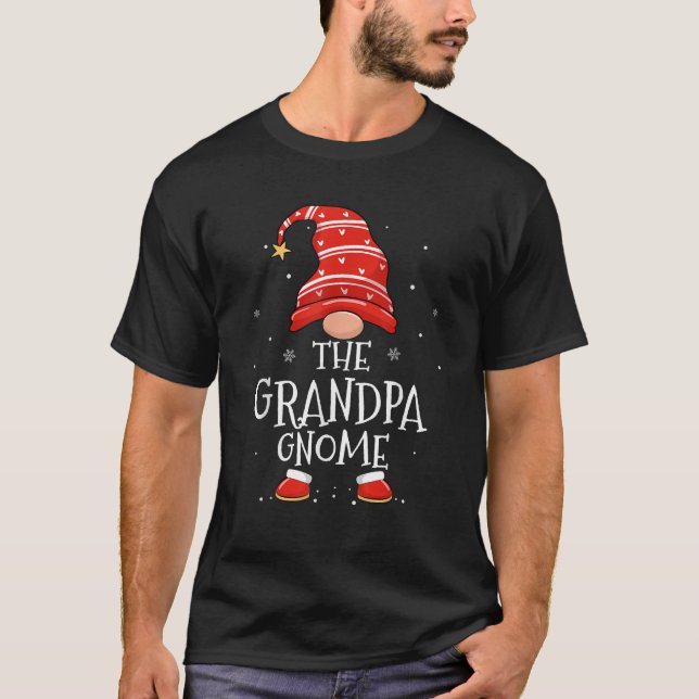 Grandpa Gnome Xmas Family Matching Funny Christmas T-Shirt (Front)
