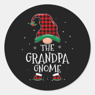 Grandpa Gnome Xmas Family Matching Plaid Christmas Classic Round Sticker