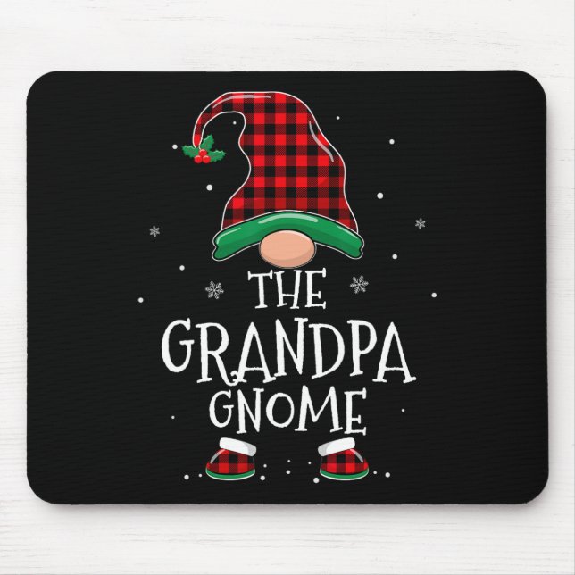 Grandpa Gnome Xmas Family Matching Plaid Christmas Mouse Mat (Front)