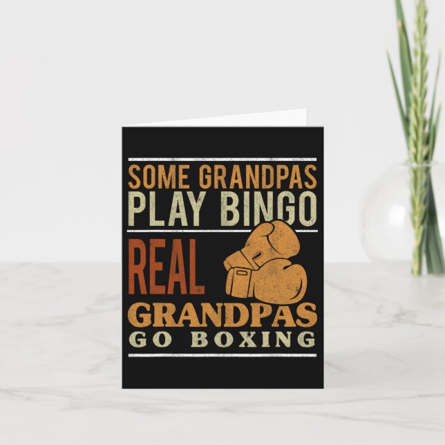 Grandpa Go Boxing Kickboxer Kickboxing Grandfather Card (Front)