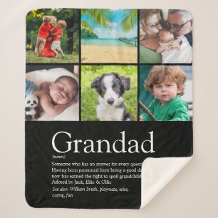 Grandpa Grandad Papa Definition 6 Photo Black Sherpa Blanket
