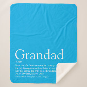 Grandpa Grandad Papa Definition Fun Sky Blue Sherpa Blanket