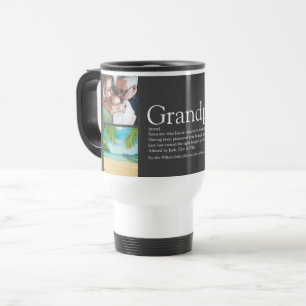 Grandpa Grandad Papa Definition Grey 4 Photo Travel Mug