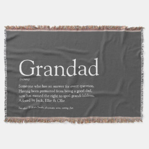 Grandpa Grandad Papa Grandfather Definition Grey Throw Blanket