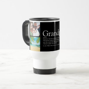Grandpa Grandad Papa Photo Collage Fun Black Travel Mug
