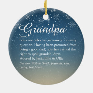 Grandpa Grandad Pops Definition Photo Christmas Ceramic Tree Decoration