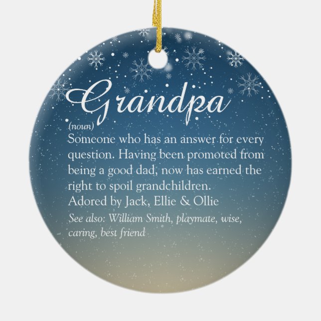 Grandpa Grandad Pops Definition Photo Christmas Ceramic Tree Decoration (Back)