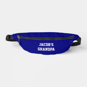 Grandpa Grandchild Name Father's Day Text Blue Bum Bags