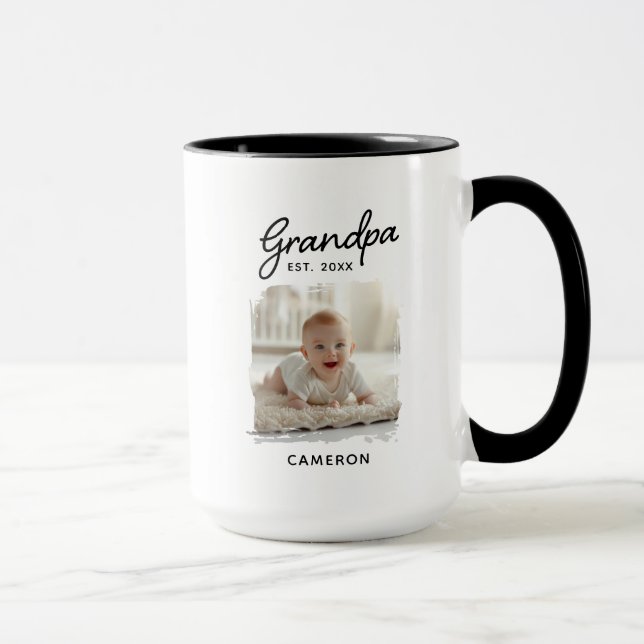 Grandpa Grandchild Photo Established Date Mug (Right)