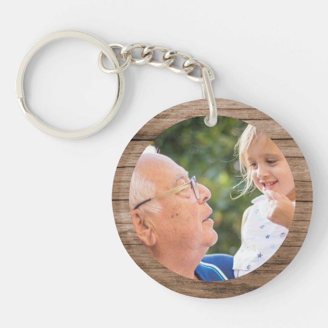 Grandpa Grandchildren Create your own Photo wood Key Ring (Front)