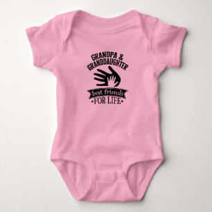 Grandpa Granddaughter best friends life word art Baby Bodysuit