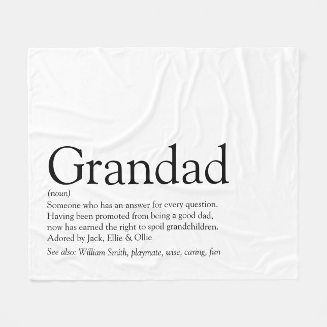 Grandpa Grandfather Grandad Definition Fleece Blanket (Front (Horizontal))