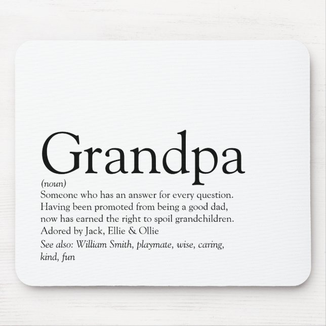Grandpa Grandfather Grandad Papa Definition Fun Mouse Mat (Front)