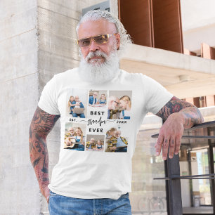 Grandpa Grandfather Grandchildren Photo Collage T-Shirt
