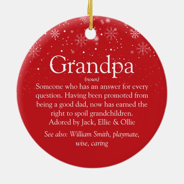 Grandpa Grandfather Papa Definition Christmas Ceramic Tree Decoration (Back)