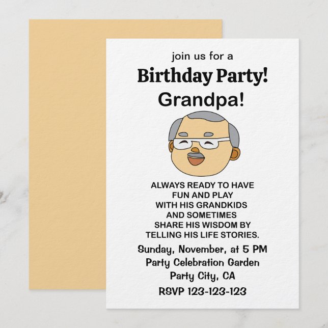 Grandpa Grandfather Quote Birthday Invitation (Front/Back)