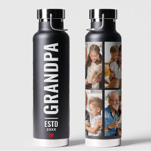 Grandpa   Grandfather Simple 4 Photo Black Water B Bottle