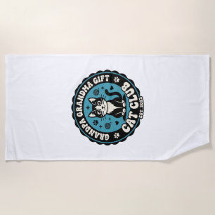 Grandpa Grandma Cat Gift Pet Lover Shirt Art - Gra Beach Towel