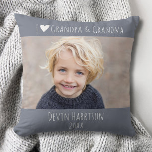 Grandpa Grandma I Love You Minimal Photo Cushion