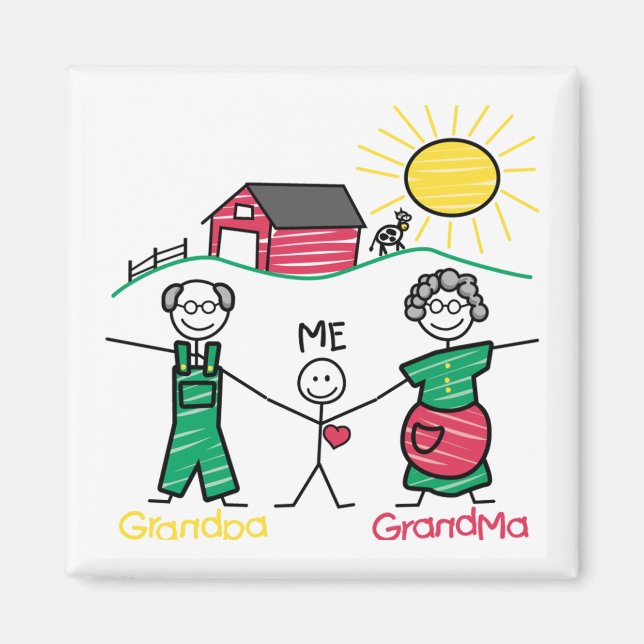 Grandpa Grandma & Me Magnet (Front)