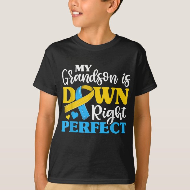 Grandpa Grandma Of Down Syndrome Grandson Trisomy  T-Shirt (Front)